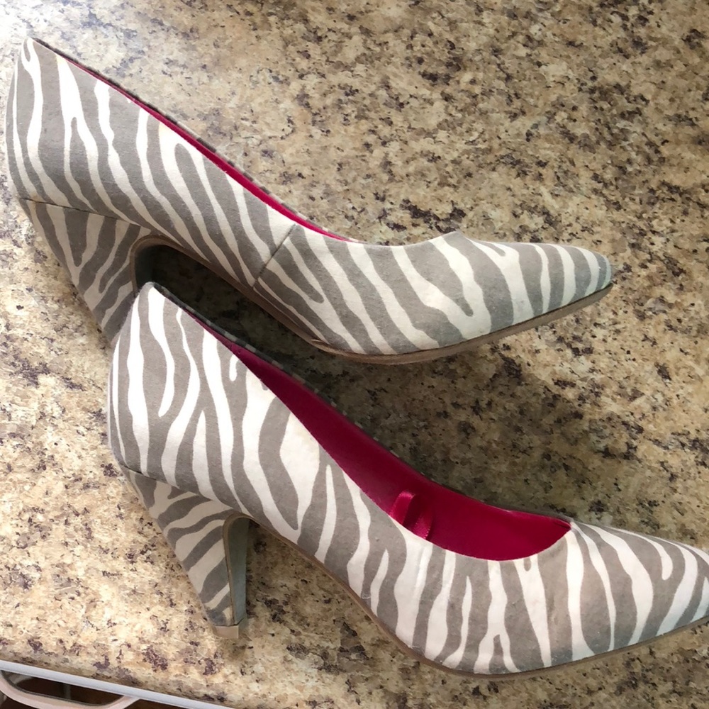Material Girl zebra pattern heels